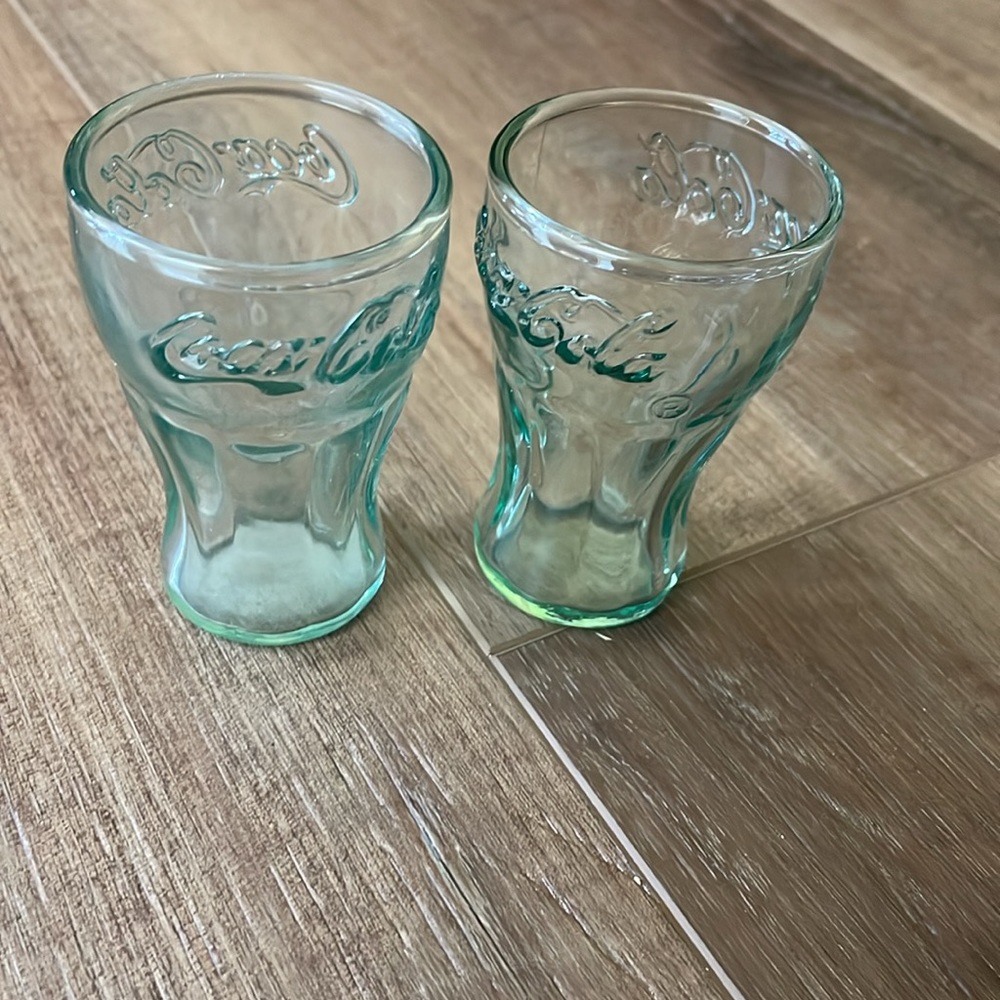 2 VTG 3” Miniature Green COKE Glass